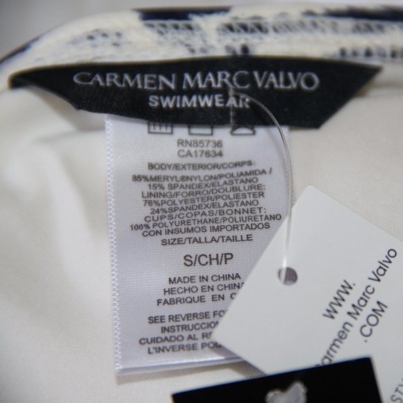 Carmen Marc Valco NWT Halter V-Neck Printed Tankini Top Swim Blue White Green S - Picture 3 of 8